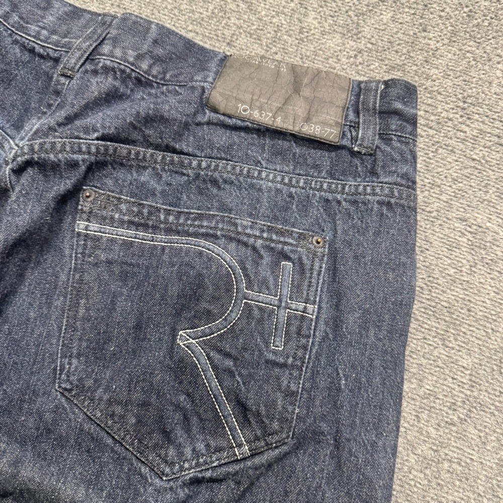 VTG Rocawear Denim Jean Shorts Men's 38 Baggy Wide leg Black Embroidered 90s